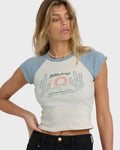 Forever Had Short Sleeve Raglan Tee - Mineral Blue