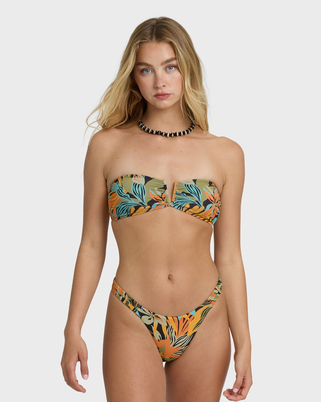 Des Tropiques V Bandeau Bikini Top - Black Multi