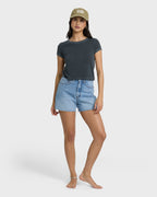 Riley Cut-Off Denim Shorts - Faded Indigo Fray
