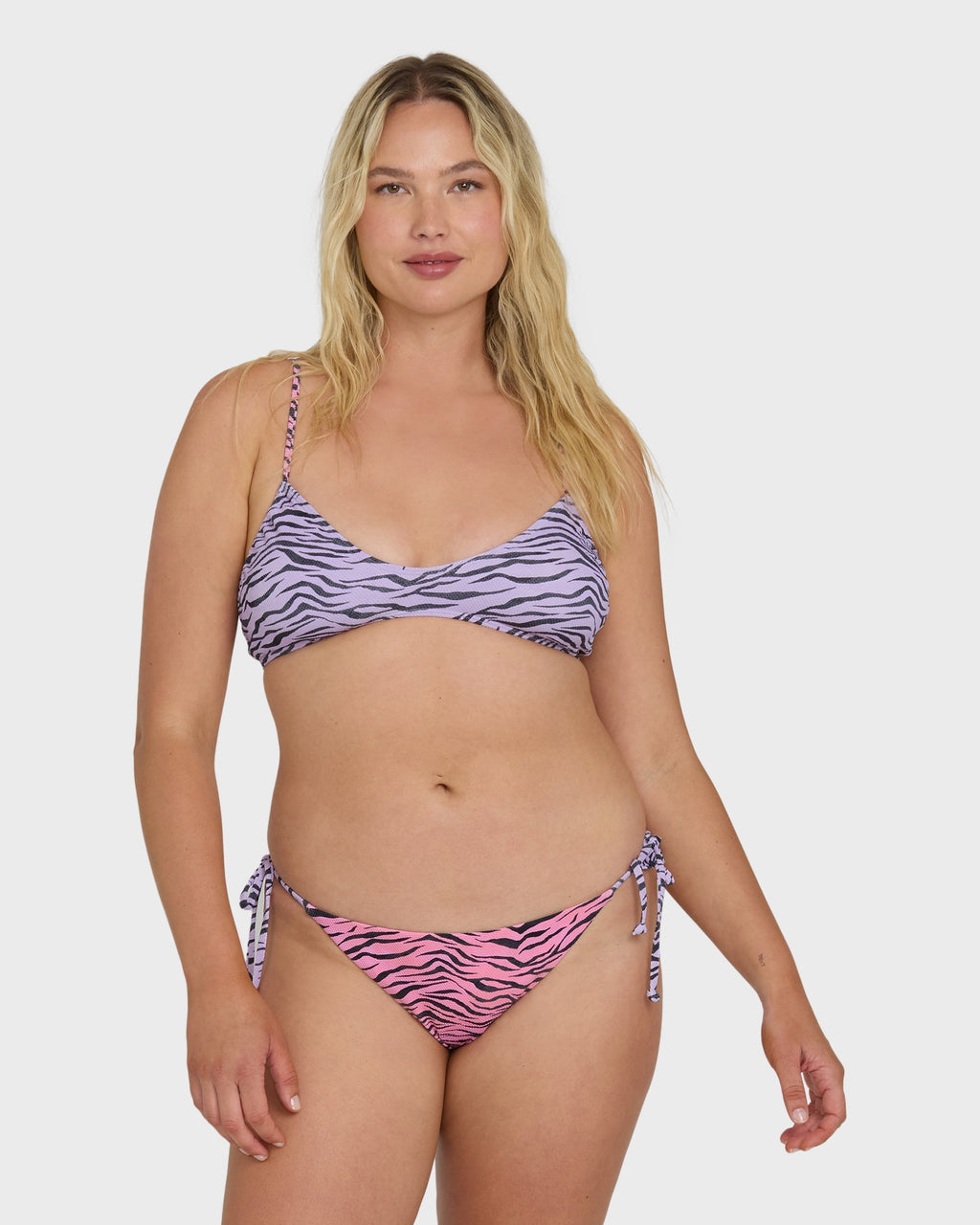 Pretty Wild Tie-Side Tanga Bikini Bottoms - Pink Sunset