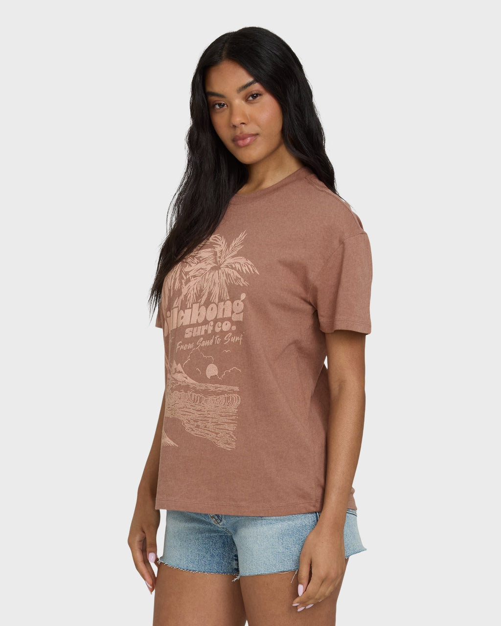 Sand To Surf Short Sleeve Knit Graphic T-Shirt - Brown Stone