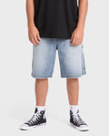 Bad Dog Workwear Denim Shorts - Bleached Blue Wash