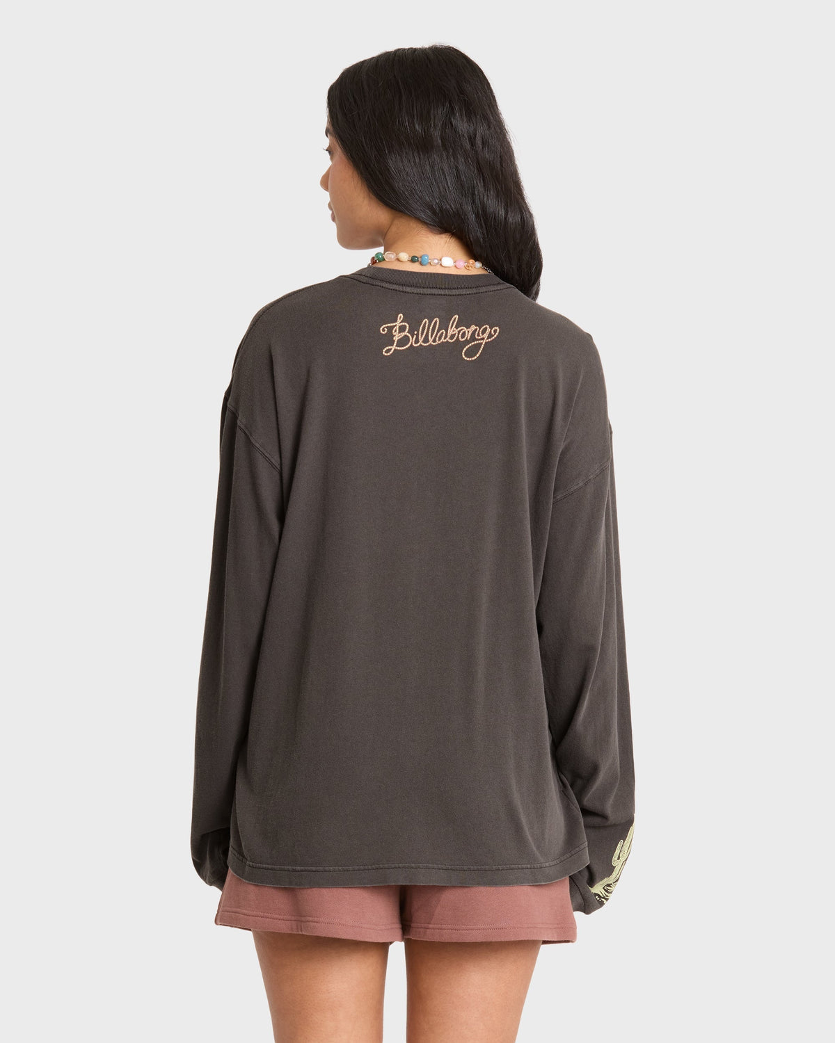 Familiar Roads Long Sleeve Knit Graphic T-Shirt - Off Black