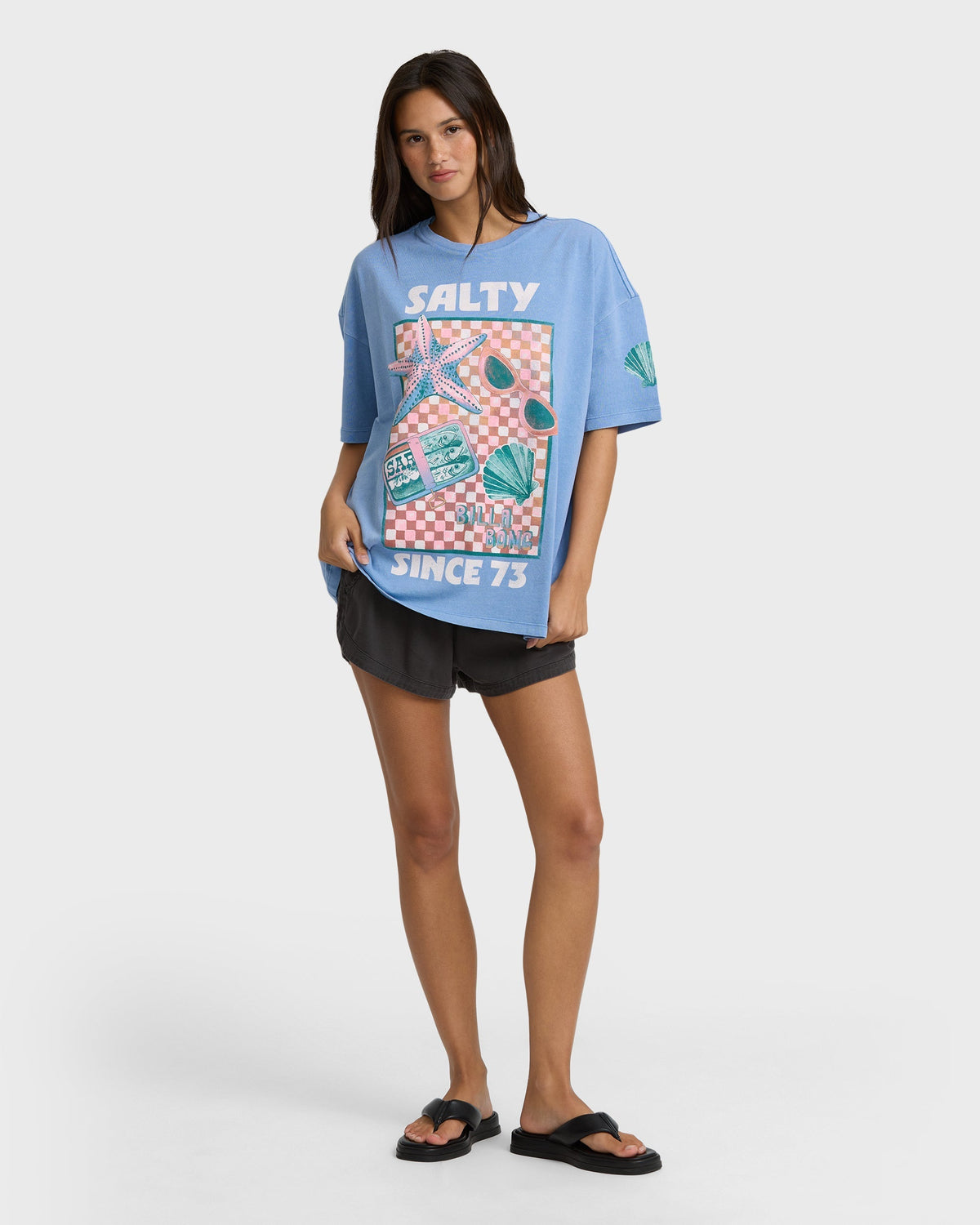 Salty Life Short Sleeve Cotton Graphic T-Shirt - Blue Horizon